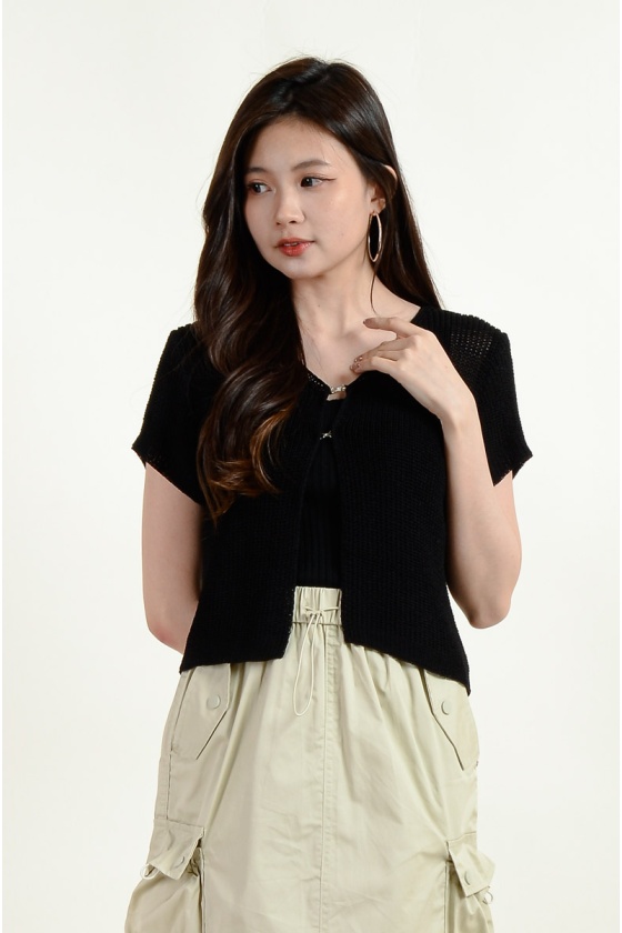 Nalani Knitted Cape Top - Black