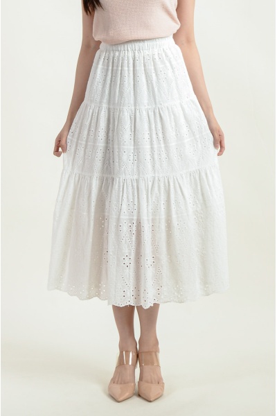 Ariya Crochet Midi Skirt - White