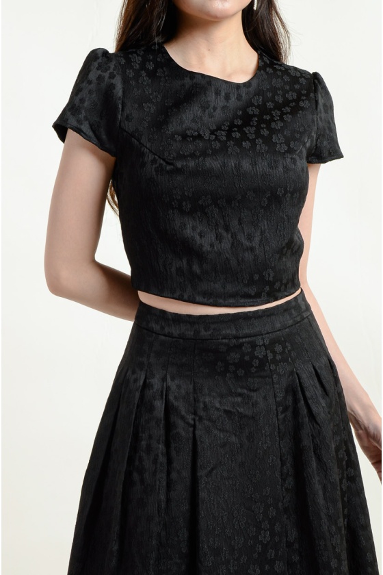 Monroe Embossed Top - Black