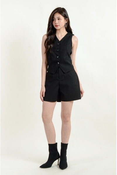 [BackOrder ETA 30 Apr] Yara Vest and Shorts Set - Black