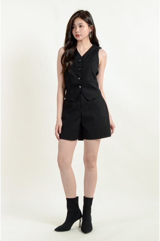 Yara Vest and Shorts Set - Black