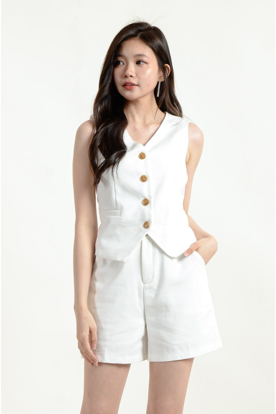 Yara Vest and Shorts Set - White