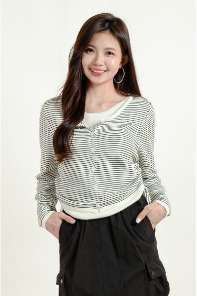 Sevyn Stripe Layered Top - White