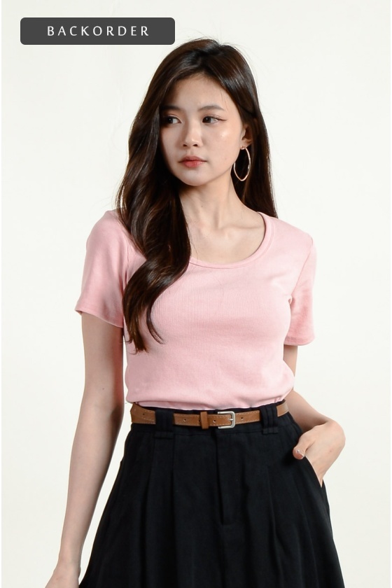 [BackOrder ETA 30 Apr] Shelby Round Neck Crop Top - Pink