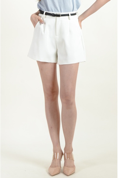 Davina Belted Shorts - White