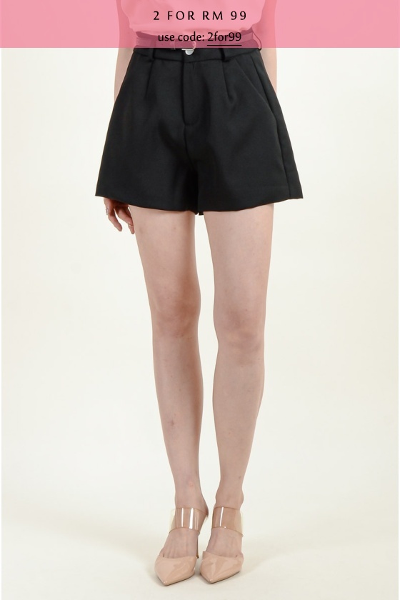 Davina Belted Shorts - Black