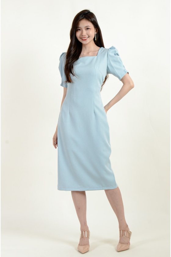 Ashly Puff Sleeve Dress - Blue