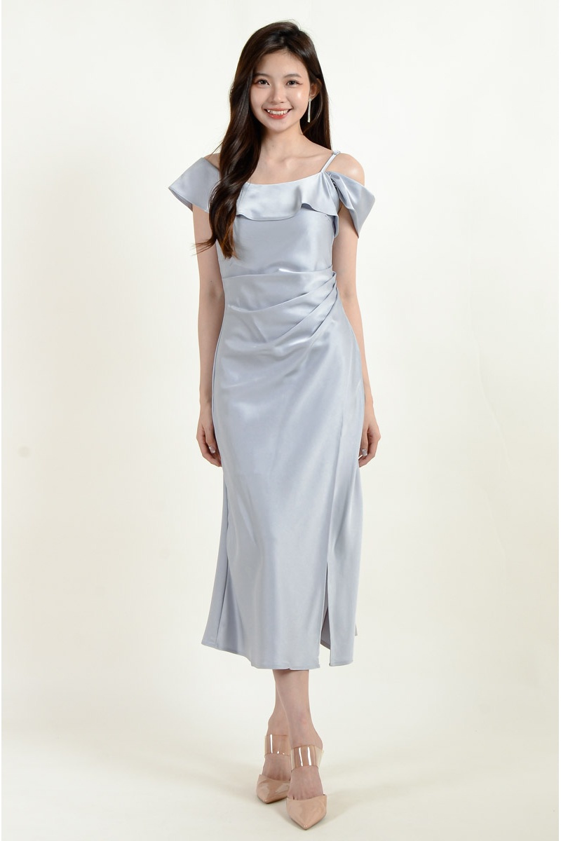 Leyla Ruffle Toga Dress - Ash Blue