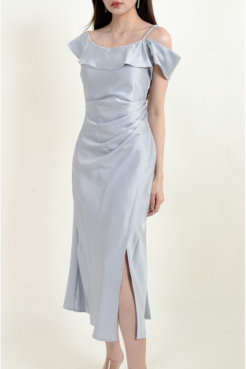 Leyla Ruffle Toga Dress - Ash Blue