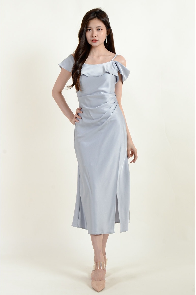 Leyla Ruffle Toga Dress - Ash Blue
