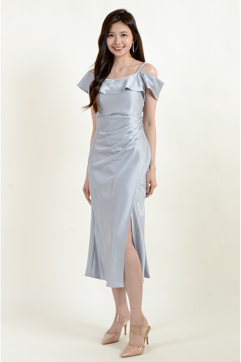 Leyla Ruffle Toga Dress - Ash Blue