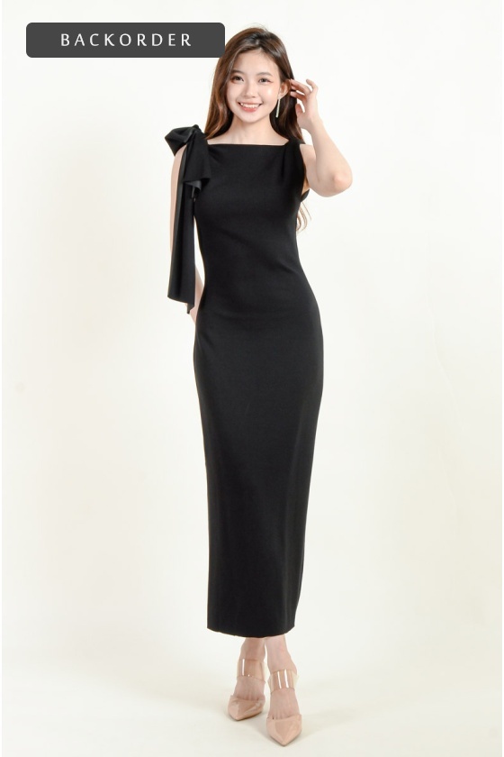 [BackOrder ETA 30 Apr] Chaya Toga Bow Shoulder Maxi Dress