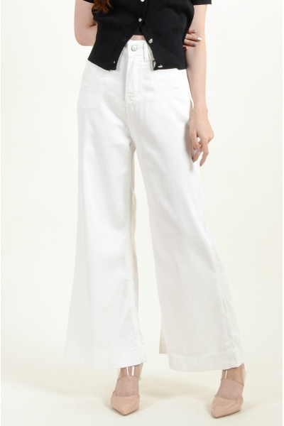 Ryan High Waisted Palazzo Jeans - White