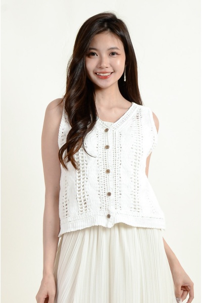 Lylah Crochet Sleeveless Top - White