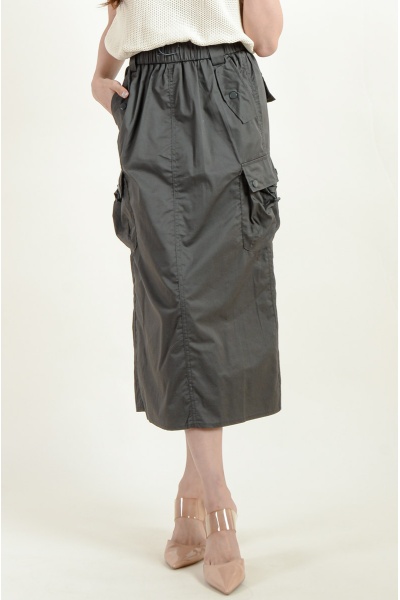 Reina Pocket Cargo Skirt - Grey