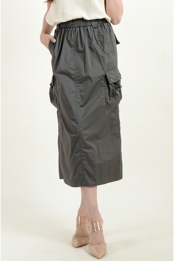 Reina Pocket Cargo Skirt - Grey