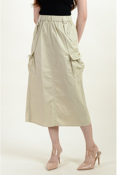 Reina Pocket Cargo Skirt - Beige