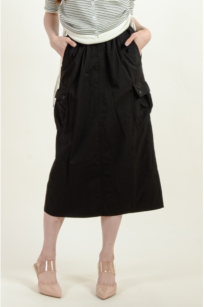 Reina Pocket Cargo Skirt - Black
