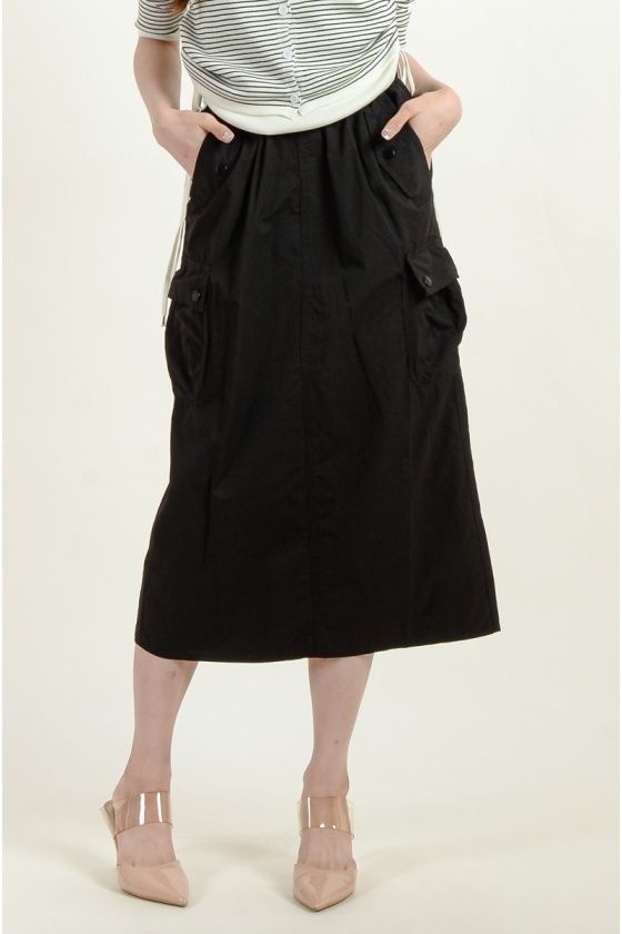 Reina Pocket Cargo Skirt - Black
