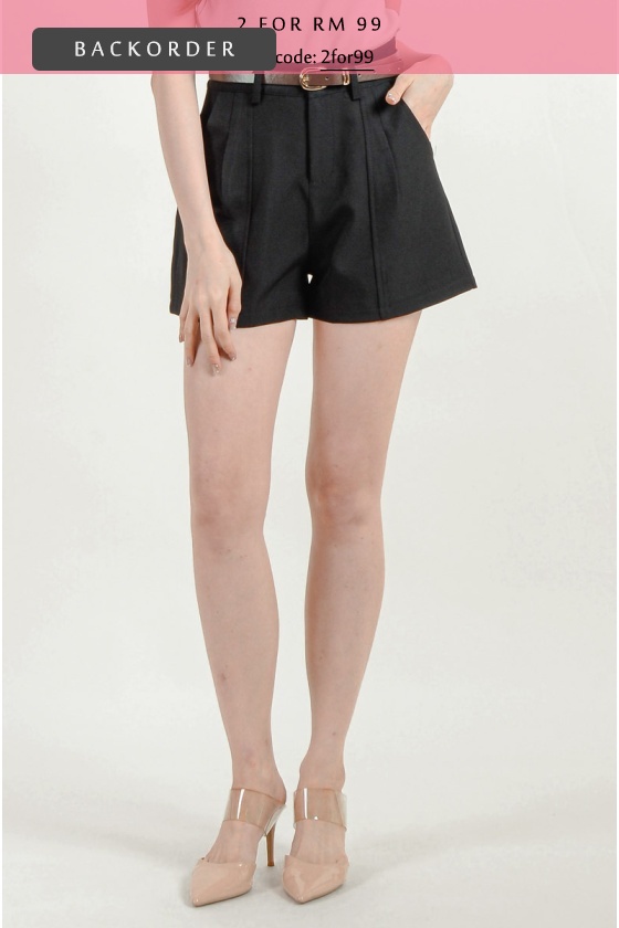 [BackOrder ETA 30 Apr] Elliott Belted Shorts - Black