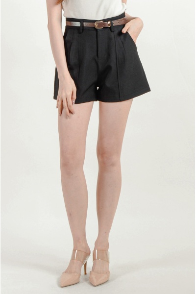 Elliott Belted Shorts - Black