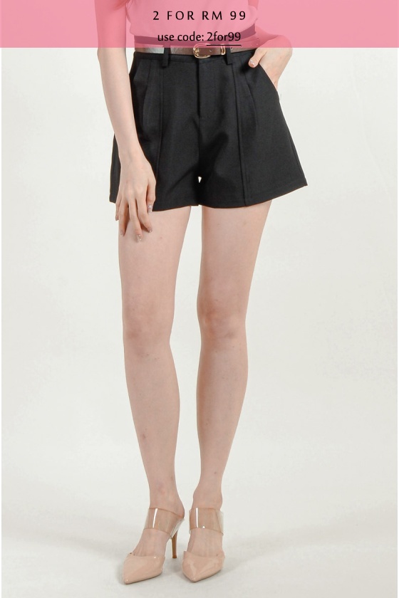 Elliott Belted Shorts - Black