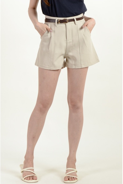 Elliott Belted Shorts - Beige