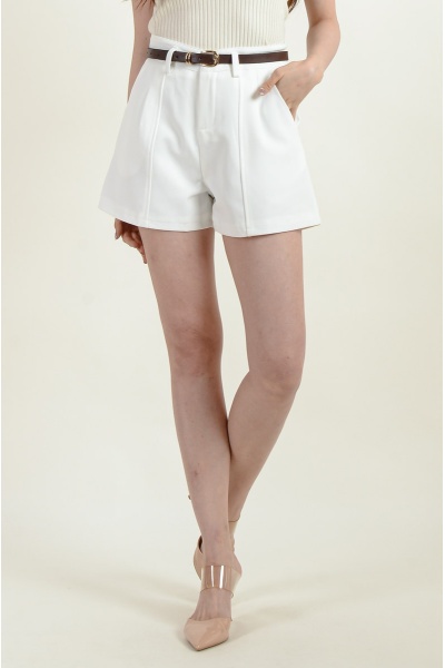 Elliott Belted Shorts - White