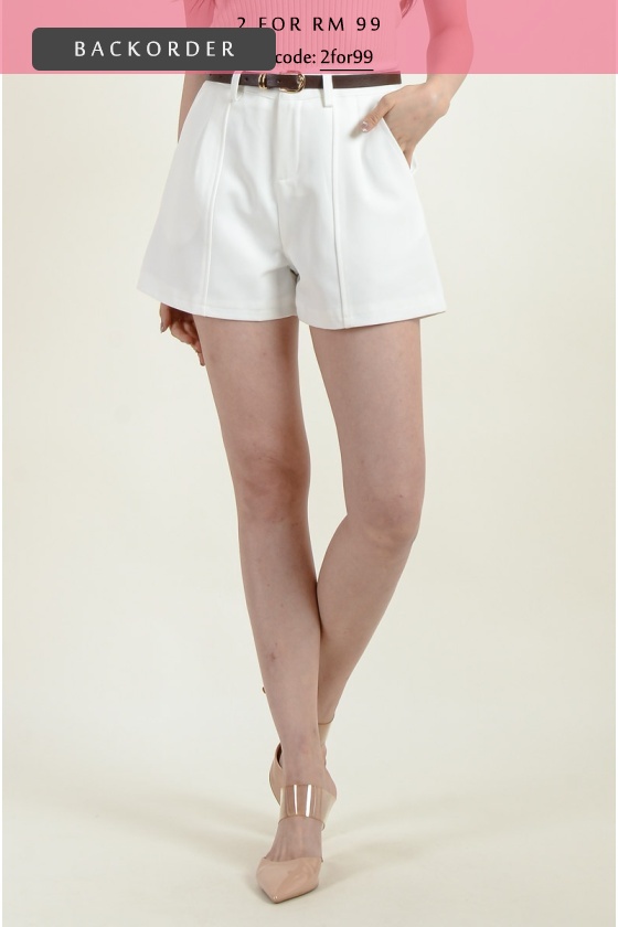 [BackOrder ETA 30 Apr] Elliott Belted Shorts - White