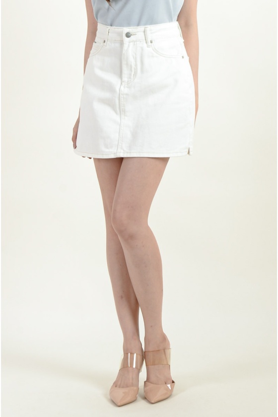 Amaia Denim A Line Skort - White
