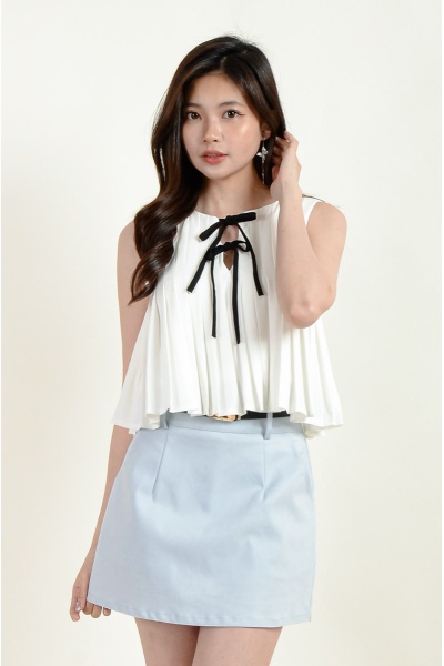 Kathryn Pleated Flare Top - White