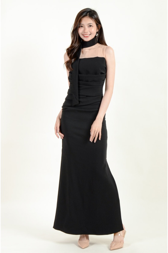 Analia Mesh Maxi Dress - Black