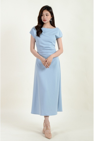 Remy Toga Shoulder Midi Dress - Blue