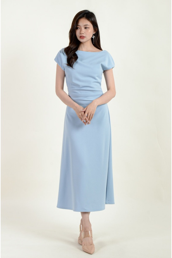 Remy Toga Shoulder Midi Dress - Blue