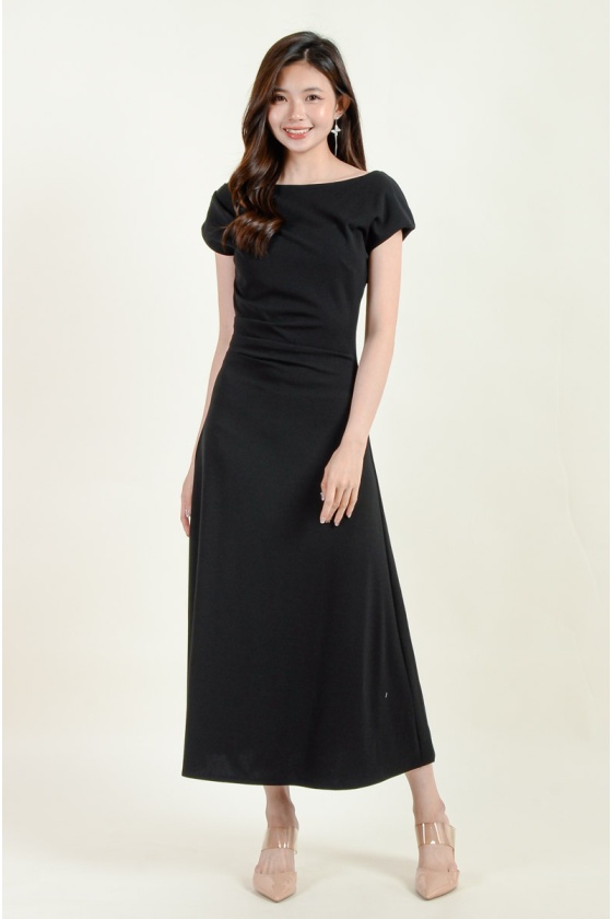 Remy Toga Shoulder Midi Dress - Black