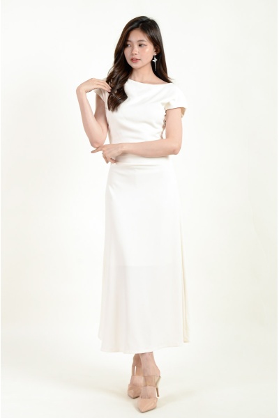 Remy Toga Shoulder Midi Dress - Cream