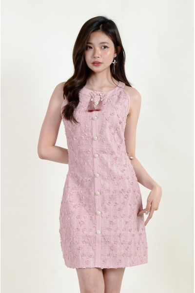 Thalia Halter Cheongsam Dress - Pink