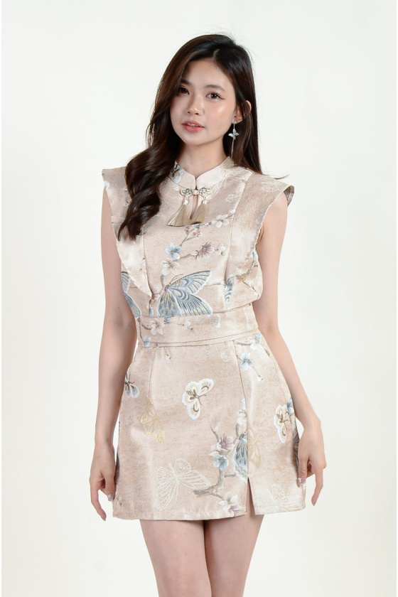 Dior Ruffle Cheongsam Set - Cream