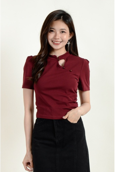 Leslie Cheongsam Tee - Maroon