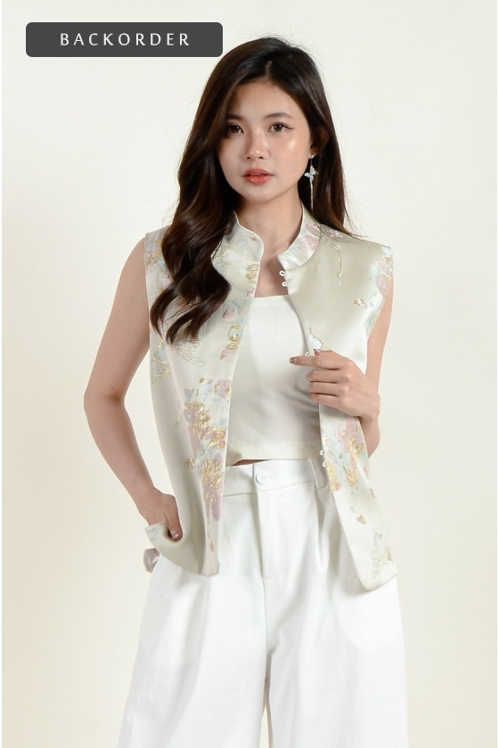 [BackOrder ETA 10 Feb] Della Satin Cheongsam Vest