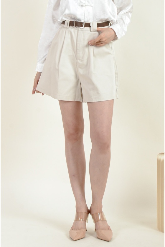 Adalee Belted Shorts - Beige