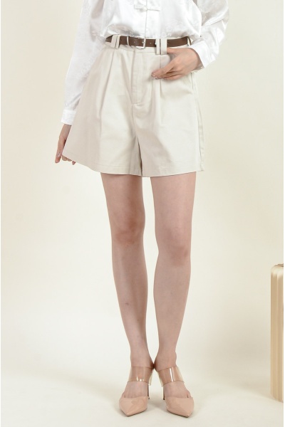 Adalee Belted Shorts - Beige
