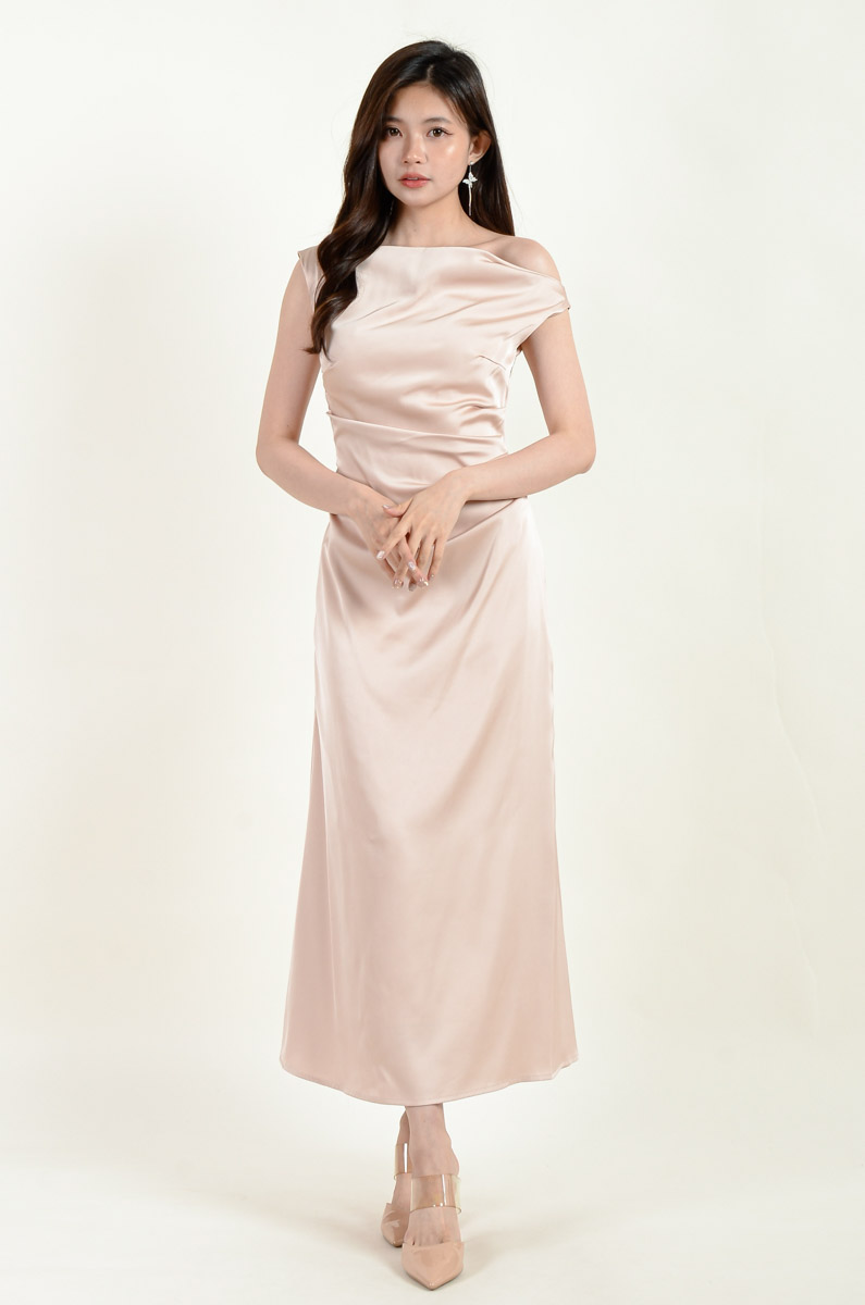 DRESS : Karsyn Toga Mermaid Dress - Nude Pink by KEI MAG