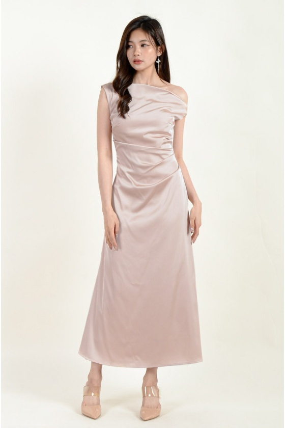 Karsyn Toga Mermaid Dress - Nude Pink