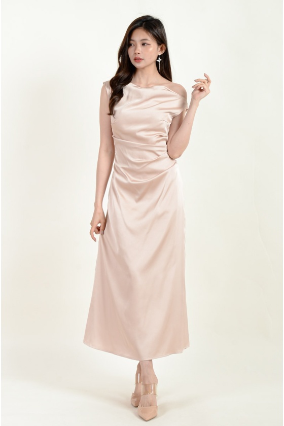 Karsyn Toga Mermaid Dress - Nude Pink