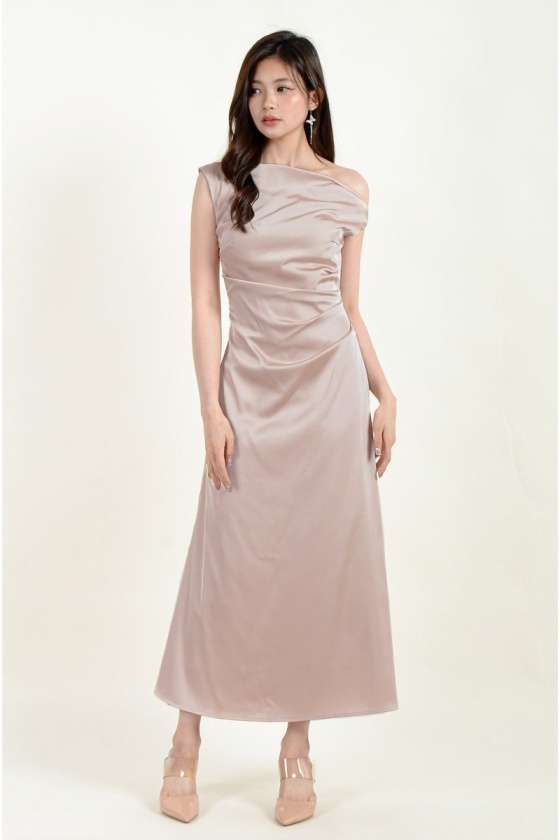 Karsyn Toga Mermaid Dress - Nude Pink
