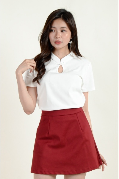 Kyra Cheongsam Top - White