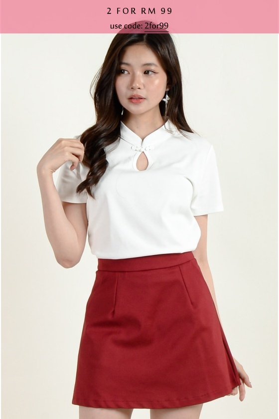 Kyra Cheongsam Top - White