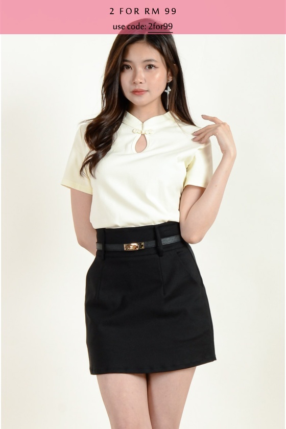 Kyra Cheongsam Top - Yellow