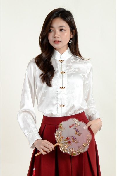 Tiana Red Button Cheongsam Top